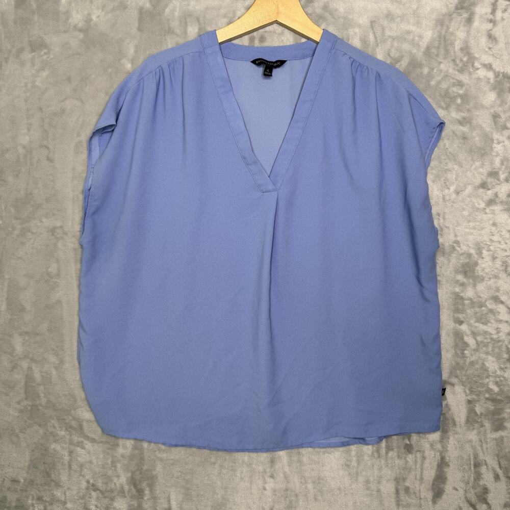 Banana Republic Blouse Womens XL Blue V Neck Sleeveless Pullover Top Boxy
